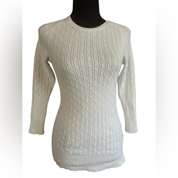 GAP Women’s White Cable Knit Crewneck Sweater Size Small - Picture 1 of 5